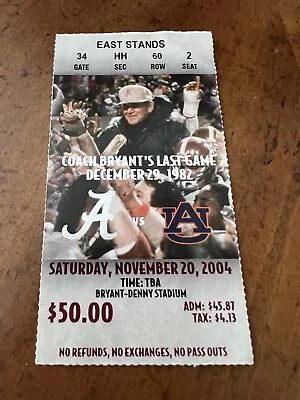 2004 Auburn Vs Alabama Football Ticket Stub November 20 2004 • $99.99