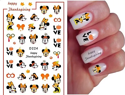 Minnie Mouse Thanksgiving Water Decals (Nail Art) • $2.50