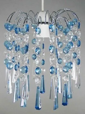 Chandelier Style Modern Ceiling Light Shade Droplet Pendant Acrylic Crystal Bead • £11.99