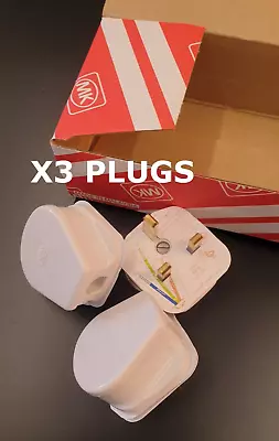 3 X MK  646WHI  PLUG SAFETY 13A WHITE Price For 3 Plugs • £24.95