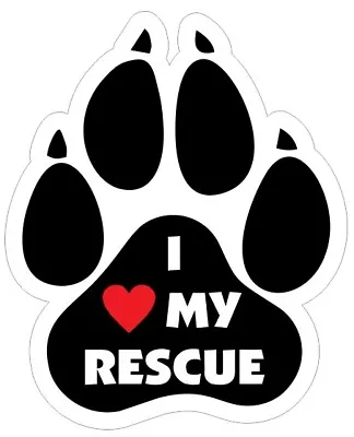 I Love My Rescue Sticker - Black Dog Paw / Decal R7140 • $1.45