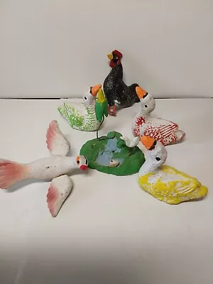 Group Of Vintage Miniature Mexican Clay Birds...geese Or Ducks Doveeggret • $8