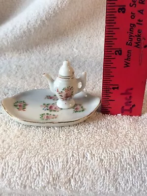 VTG Dollhouse Miniature Rose Teapot & Serving Tray Porcelain Occupied Japan • $9.99