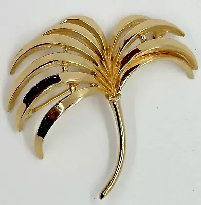Vintage Signed Crown Trifari Gold Tone Palm Tree Fronds Or Fireworks Brooch 2.5  • $22.99