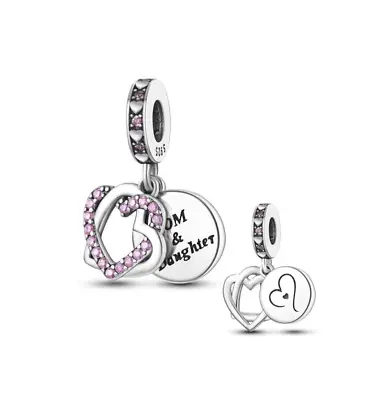 Mum Daughter Charm Entwined Love Heart Couple Genuine Sterling Silver 925 • £14.99