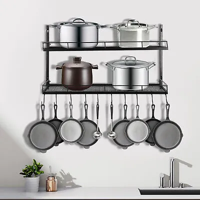 Pot And Pan Rack Organizer Hanger Storage Wall Holder Kitchen Cookware Hanging • $52