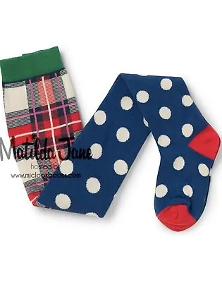 NEW Girls Matilda Jane Make Blue Dots Believe Be Merry Tights Size 8-10 NWT • $22.95