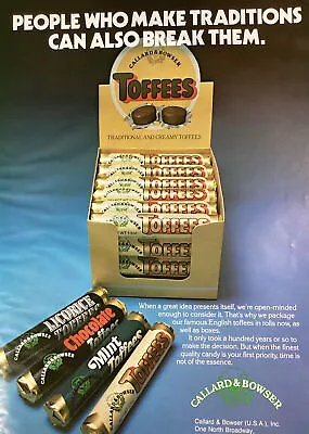 Toffee Candy Print Ad Original Vintage 1980 Rare VHTF Collard Bowser White Plain • $22.65