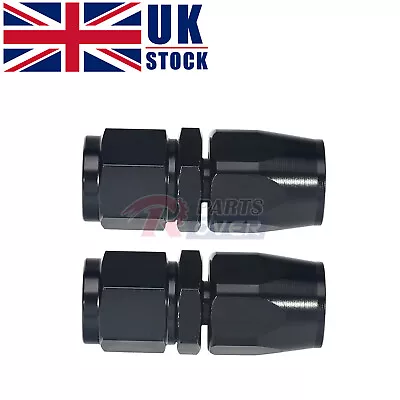 2x AN-6 6AN BLACK JIC Straight Swivel Fuel Oil Coolant Braided Hose Fitting PUSH • £8.99