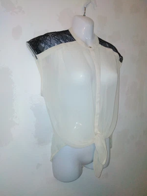 £3.99 • Buy Bnwt Primark Atmosphere Tie Front Cream & Black Top Size 8