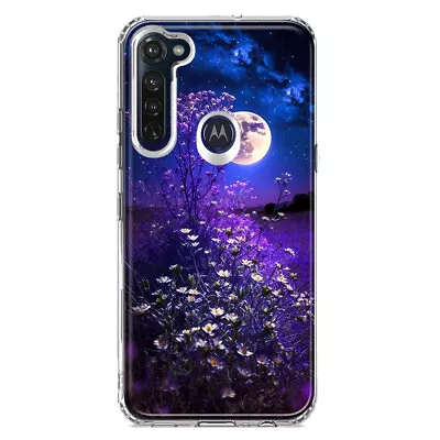 For Motorola Moto G Stylus 2020 Shockproof Case Moon Night Lavender Flowers • $12.74