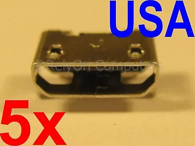 5 X New Micro USB 5 Pin With No Horn Charging Sync Port Mount Jack Connector USA • $6.89