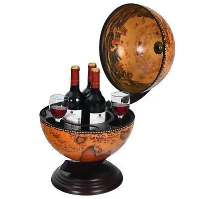 19  Tabletop Globe Bar Wine Cabinet 16th Century Nautical Map Wood Wine Stand • $59