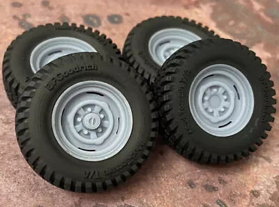 1/24 Scale:  18-Inch “Off-road Steelies” Wheels W/ Mud Tires; Jeep Resin 1/25 • $18.99