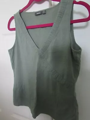 Mexx V Neck Sleeveless Green Top With Ruched Detail Size M • $8.84