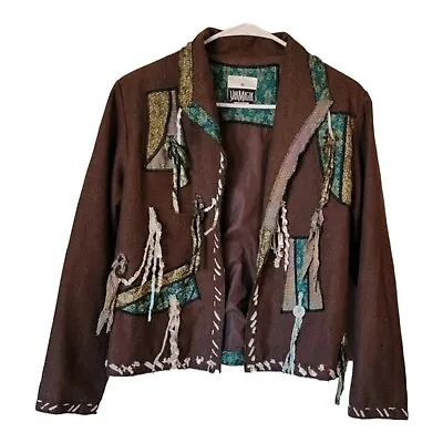 Vintage Yak Magik Wool Silk Blend Jacket Boho Coin Accents Silk Pockets Small • $35.85