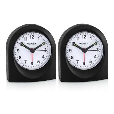 Westclox Quartz Alarm Clock Black Travel 3in Face Plastic Snooze Battery 2 Pack • $15.95