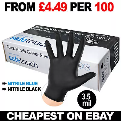 Black Nitrile Powder & Latex Free Thick Disposable Gloves Tattoo Mechanic 100 • £8.85