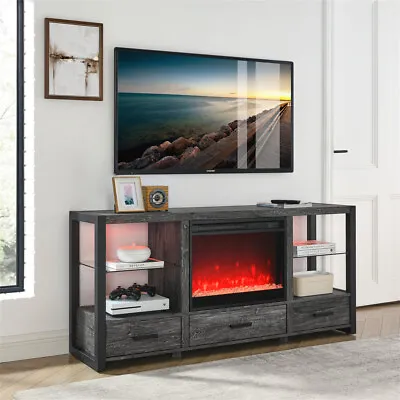 Electric Fireplace TV Stand For TVs Up To 70  Storage Display Shelf W/ LED Light • $329.99