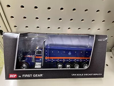 1/64 DCP Peterbilt Dump Truck 379 W/ Mac Dump Quad Axle Blue/Orange • $109.99