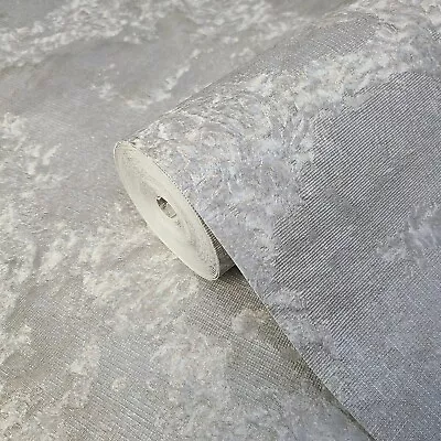 Modern Distressed Plain Gray Taupe Gold Metallic Faux Fabric Textured Wallpaper • $3.95