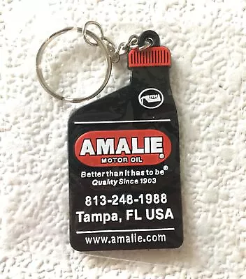 Vintage Keychain AMALIE MOTOR OIL Key Ring Fob Automotive Fuel Tampa Florida NOS • $17.98