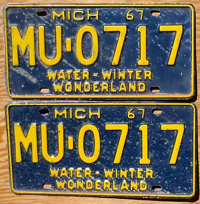 1967 Michigan License Plate Pair Number Tag Plates - $2.99 Start • $2.99