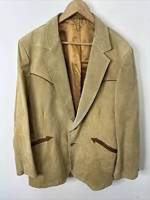 Vintage Mario Delfino Men 46 XL Leather Suede Blazer Western Sports Coat Rodeo • $79