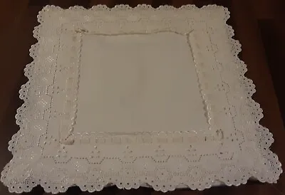 Vintage Style White Cushion Cover With Lace And Ribbon - 14.5  X 14.5  • £6