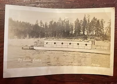 House Boat Oh Lake Como Real Photo Postcard Hamilton Montana MT Johnson's • $14.95