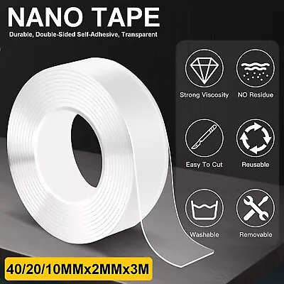 Upgrade Reusable Strong Adhesive Nano Traceless Tapes Anti Slip Gel Double Sided • $14.99