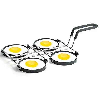 Tablecraft 1240 Commercial Four 4  Black Non-Stick Egg Rings With Handle • £19.99