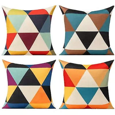 Outdoor Throw Pillow Covers 18x18 Set Of 4 Boho Colorful Fun Mid Century Mode... • $25.66