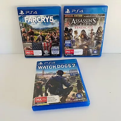Sony Playstation 4 Games Bundle PS4 - Watch Dogs 2 Assassins Creed Far Cry 5 - • $47.90