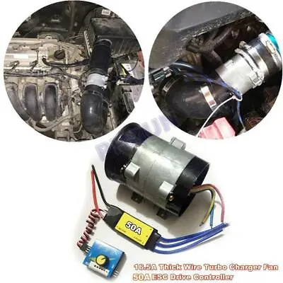 12V Car Electric Turbo Charger Boost Air Intake Fan W/ 50A ESC Drive Controller • $82.06