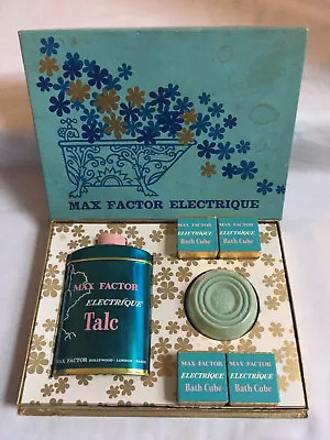 VINTAGE Max Factor Electrique GIFT SET TALC BATH CUBES SOAP • £17.79