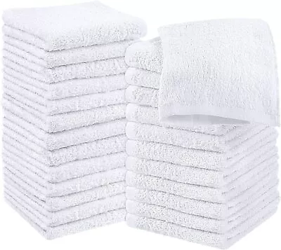 £6.99 • Buy 12 Packs Face Cloths Flannels Towels 100% Pure Soft Cotton Wash Cloths White