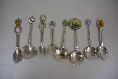 Lot Of 8 Vintage Collectors Spoons State Souvenir Travel Mini Spoons • $12