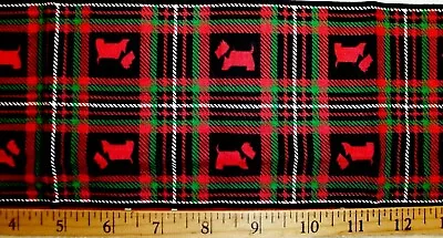 Mary Engelbreit Black Plaid Scottie Dog Cotton Fabric Border Strips 1/2 Yd • $4