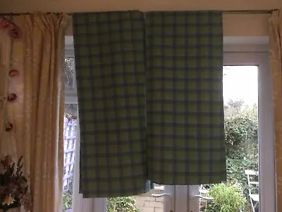 Laura Ashley Blue And Green Check Pencil Pleat Curtains • £22