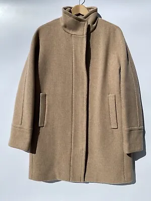 J Crew Nello Gori City Coat Camel Funnel Neck Wool Blend Full-Zip 12 • $140