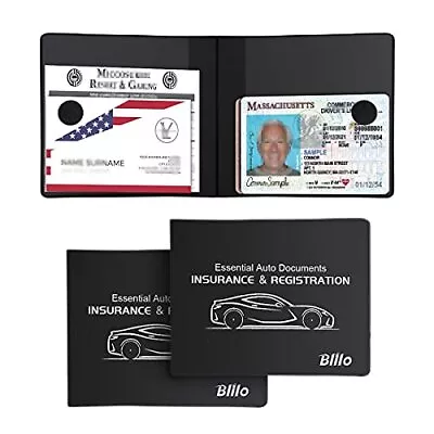 Car Registration And Insurance Card Holder 2 Pack Leather Vehicle Glovebox P... • $14.66