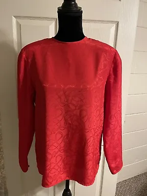 Vintage Evan-Picone Red Blouse Polyester 1980s Secretary Size 10 • $3.99