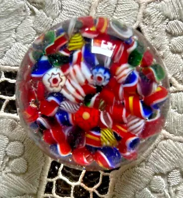 Art Glass MILLEFIORI SCRAMBLE Vintage Multicolor 2  PAPERWEIGHT • $14.99