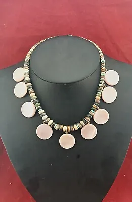 Pink Mussel Shell Native American Handmade Necklace Turquoise Bead Stacey Turpen • $200