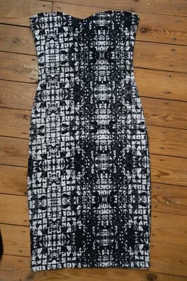 Motel Rocks Designer Body Con Stretch Boob Tube Strapless Dress S 10 12 Print • $18.68