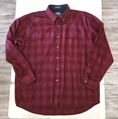 Pendleton Lodge Shirt MensXL Fitted Wool Flannel MaroonWashable Pocket • $49.99