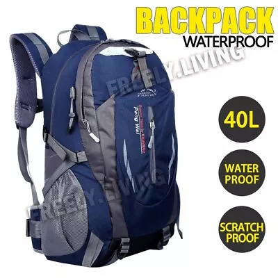 $23.69 • Buy 40L Hiking Camping Bag Large Waterproof Backpack Outdoor Travel Luggage Rucksack