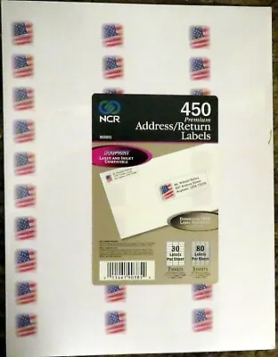 American Flag Blank Premium Address / Return Labels Laser & InkJet - 450 New NCR • $23.85