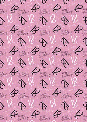 2 Sheets 18th Birthday Pink Wrapping Paper Age 18 Hooray Celebrate Wrap (PA-W249 • £2.49